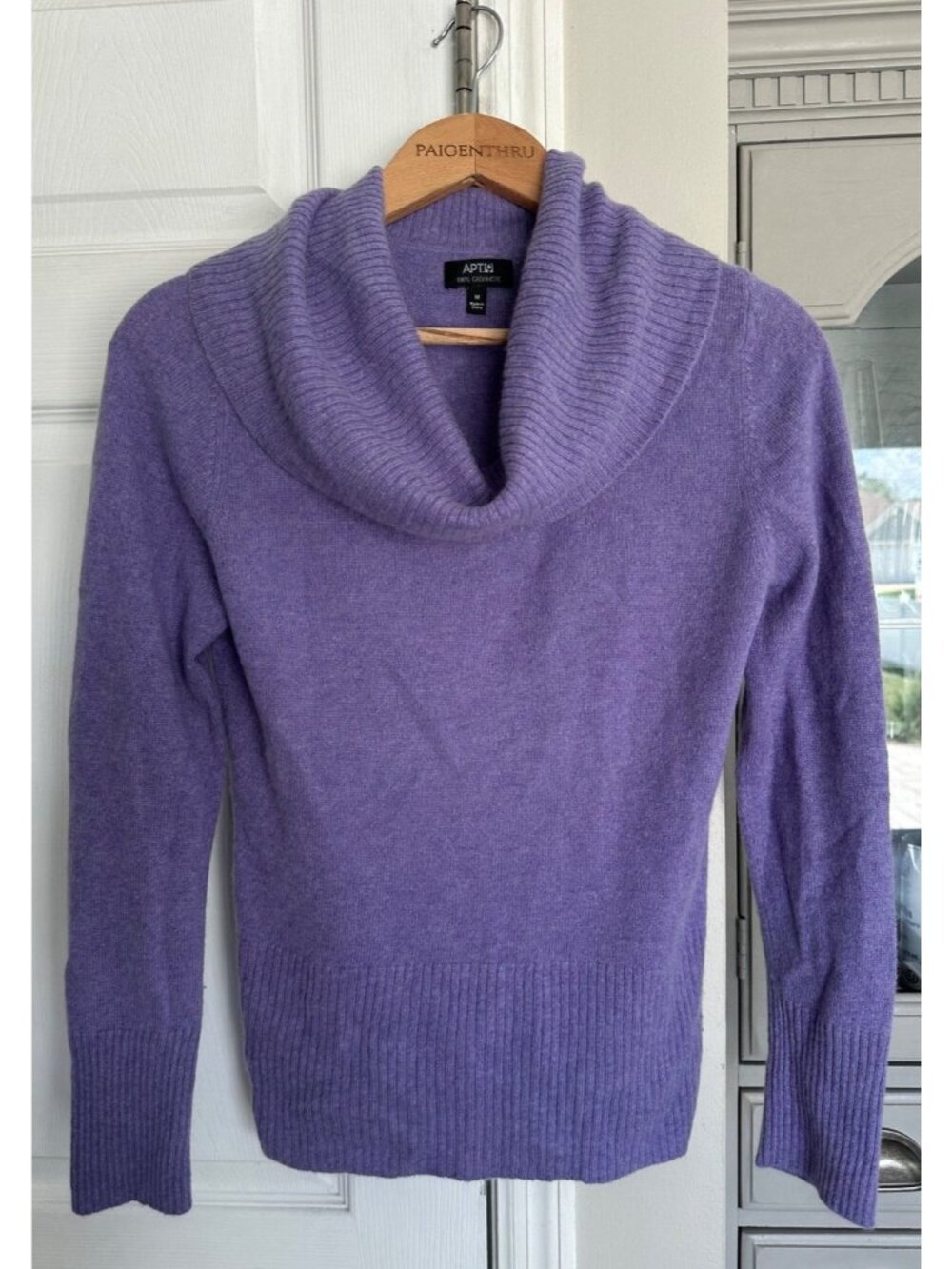 APT. 9 Purple 100% Cashmere Sweater Womens Medium Cowl Neck Long Sleeve